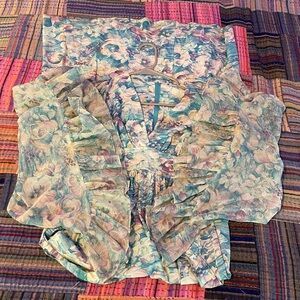 VINTAGE Boho Flowy Bell Sleeve Maxi Dress